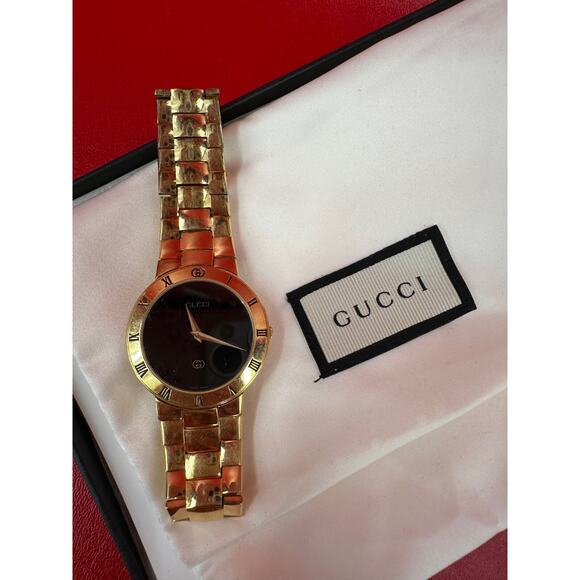 Gucci Other - Gucci 3300M Swiss Made Gold Plate Pulp Fiction Winston Wolf Watch New Battery